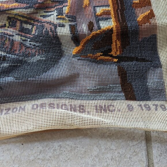 Crewel Needlepoint Vintage Horizon Designs Boat Harbor Canvas Started 1979 - Picture 3 of 9